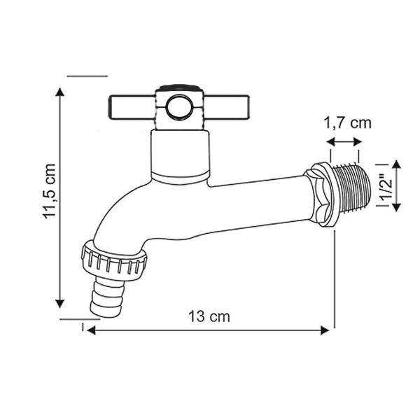 Imagem de Torneira Tanque Jardim Abs Cromada Com Bico 1030 C-31