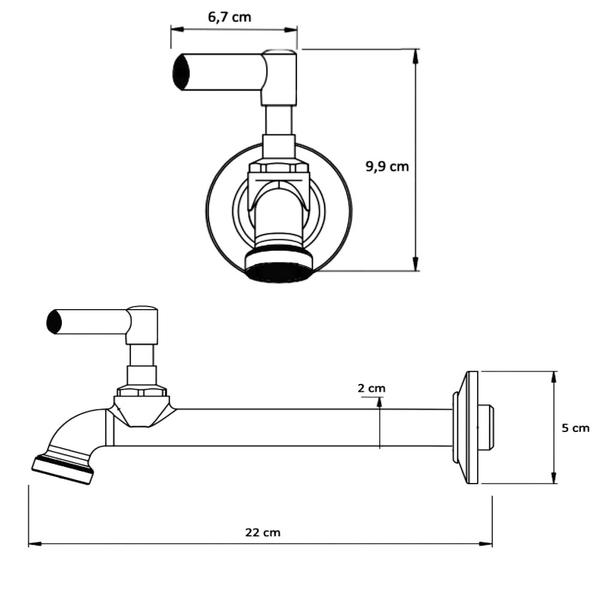 Imagem de Torneira Tanque Jardim Coz. Parede Metal Arejador 1159 C-34 Del Metais