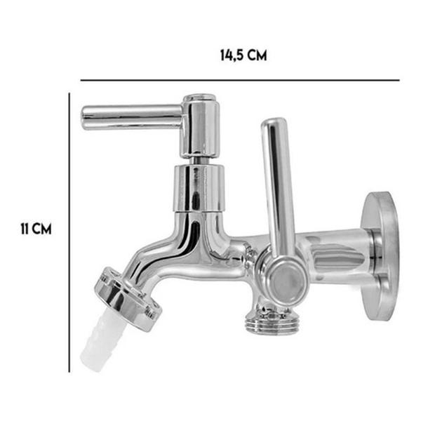 Imagem de Torneira Tanque/Maquina 2 Saídas Alavanca Metal Cromado 1/4V