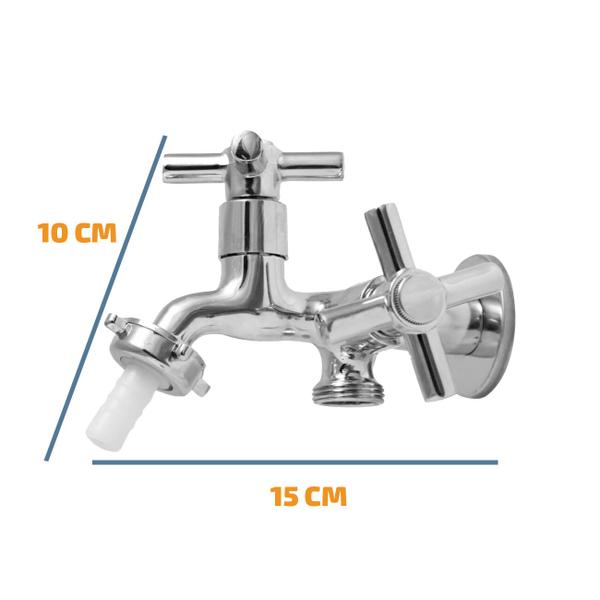 Imagem de Torneira Tanque/maquina 2 Saídas Metal Cromado 1/4 Volta