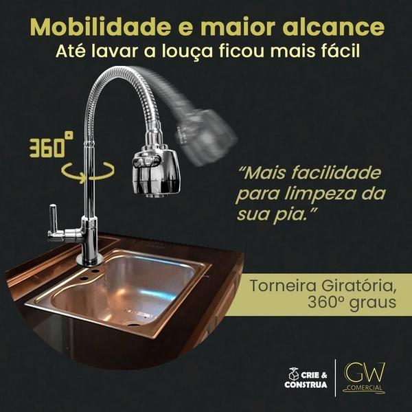 Imagem de Torneira Tubo Gourmet Móvel Mesa Cozinha Metal Crie & Construa