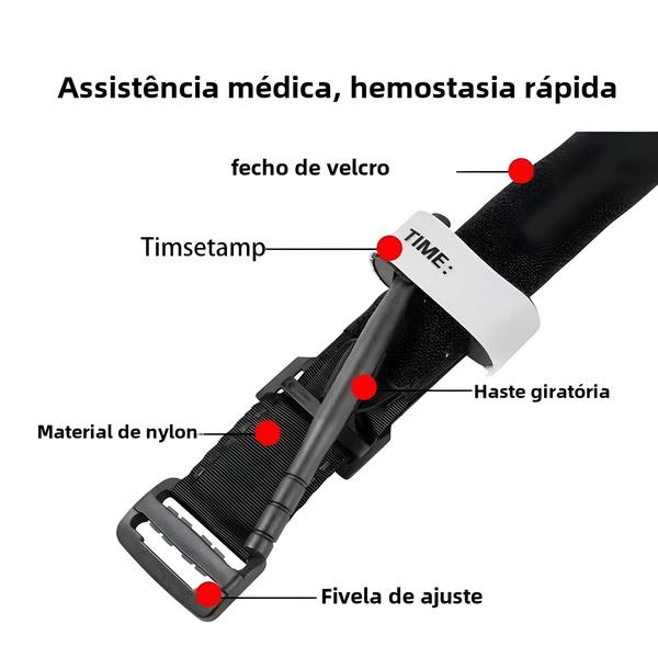 Imagem de Torniquete de Emergência Tático - Uso com Uma Mão para Primeiros Socorros