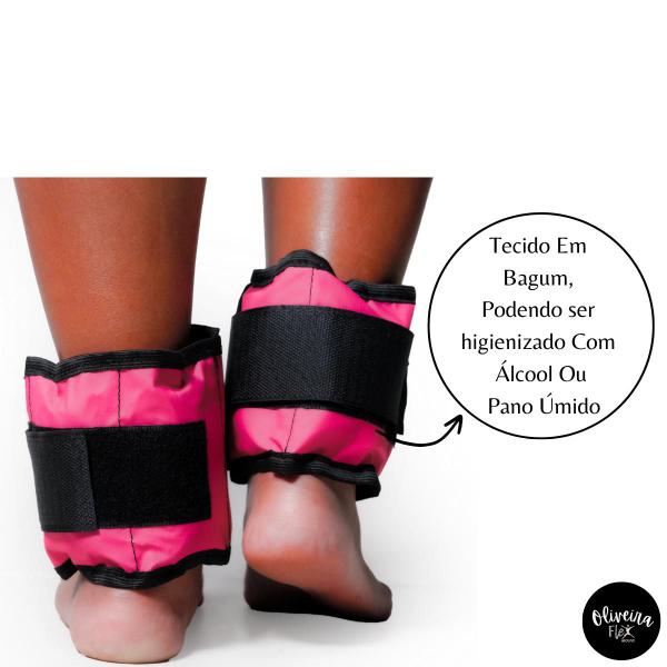 Imagem de Tornozeleira Com Peso 2 Kg Par Rosa Caneleira Treino Exercício Exercício Funcional Fitness Exercícios Musculação Caneleira de peso academia