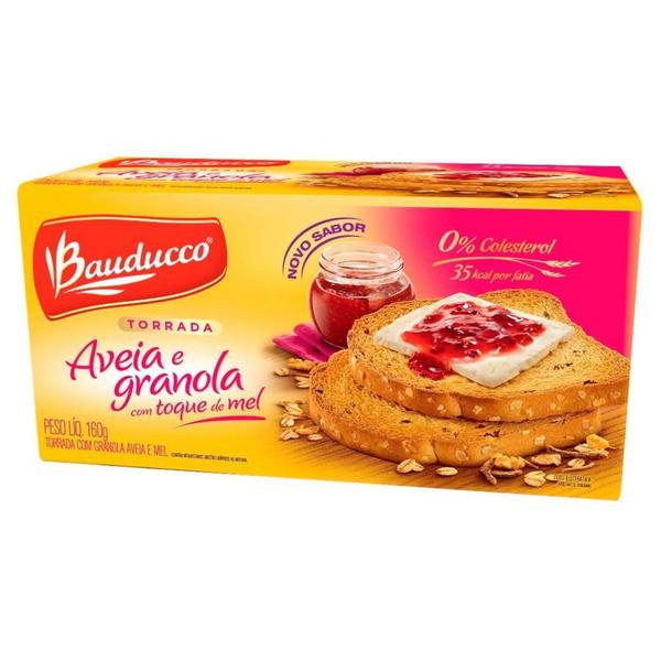 Torrada Bauducco Aveia Granola Mel 160g Imagem de Torrada Bauducco Aveia Granola Mel 160g
