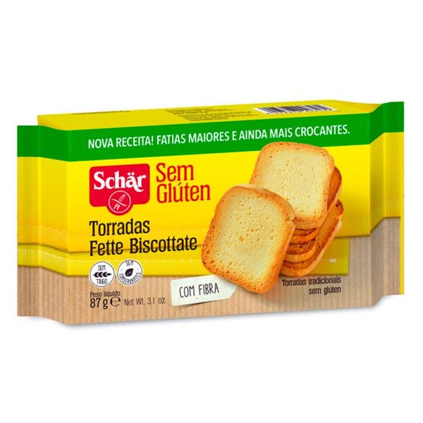 Torrada Fette Biscottate Schar Tradicional Sem Glúten 87g Imagem de Torrada Fette Biscottate Schar Tradicional Sem Glúten 87g