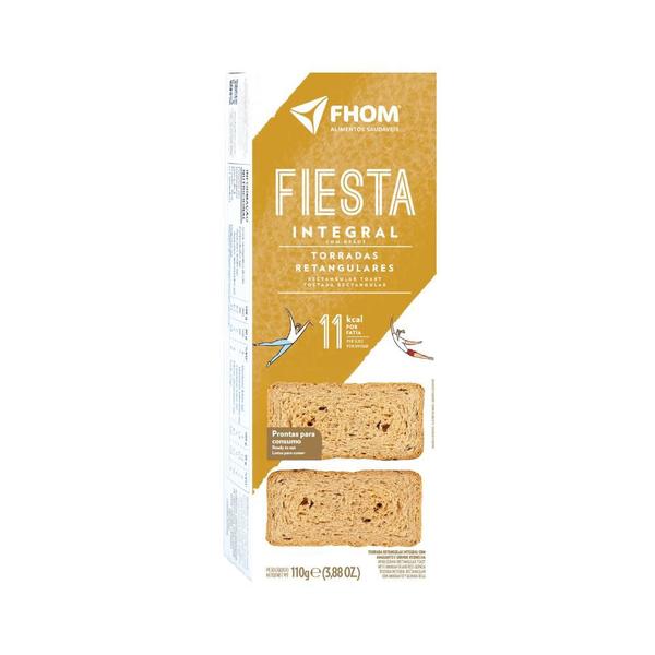 Torrada Fiesta Retangular Integral com Grãos 110g - FHOM Imagem de Torrada Fiesta Retangular Integral com Grãos 110g