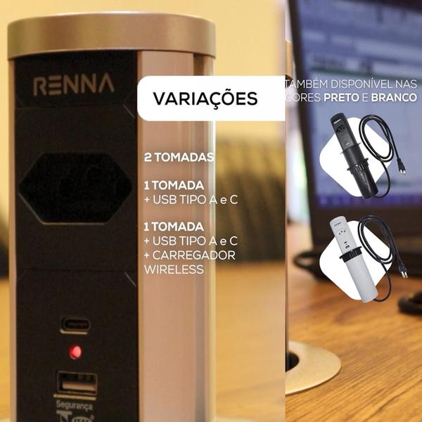 Imagem de Torre Automática Moveis Embutir Retrátil Indução USB Branca