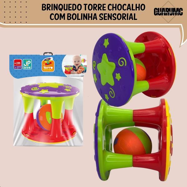 Imagem de Torre Chocalho Bolinha Sensorial Desenvolve os Sentidos - JP BRINK