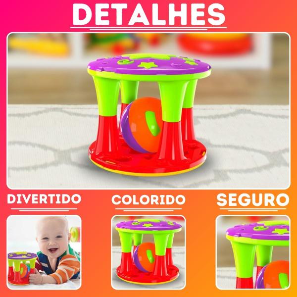 Imagem de Torre Chocalho Com Bolinha Colorida Bebe Criança Infantil Educativa Pedagógica