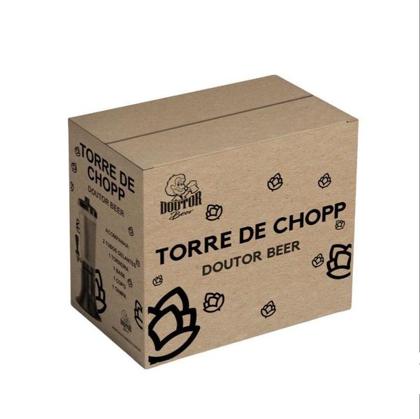 Torre De Chopp 3,5L Preta Com 2 Refil Gelante Copo Tulipa - Doutor Beer Imagem de Torre De Chopp 3,5L Preta Com 2 Refil Gelante Copo Tulipa