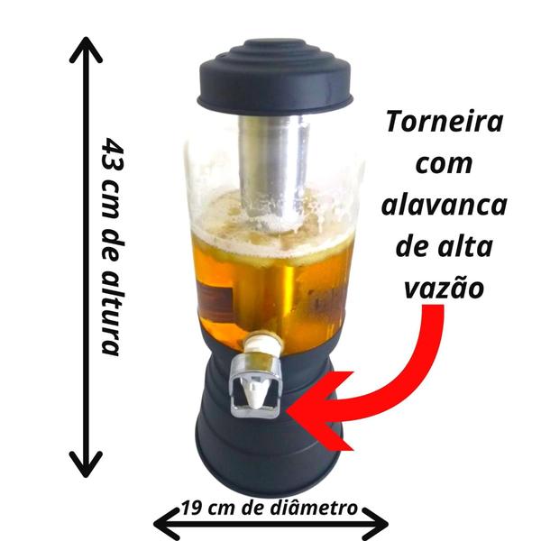 Imagem de Torre de chopp chopeira cervejeira kit 2 peças com 4 bastões térmico lacrado