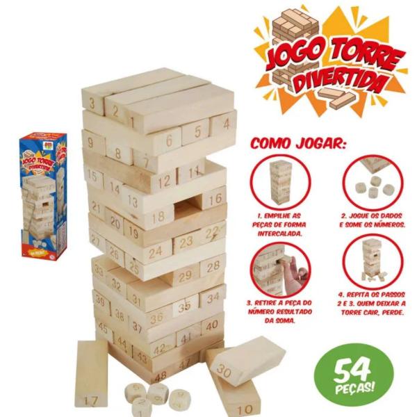 Imagem de Torre De Equilíbrio Legal Dm Infantil Brinquedos 54 Peças