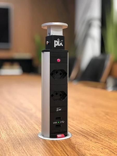 Imagem de Torre De Tomada Pix Multiplug Retrátil Embutir Mesa