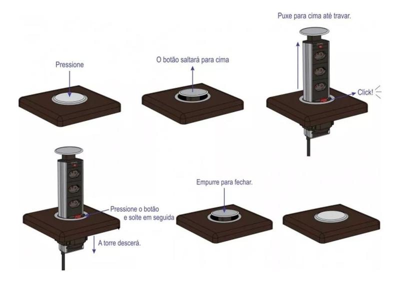 Imagem de Torre de Tomadas Renna Multiplug Com 3 Tomadas Preta