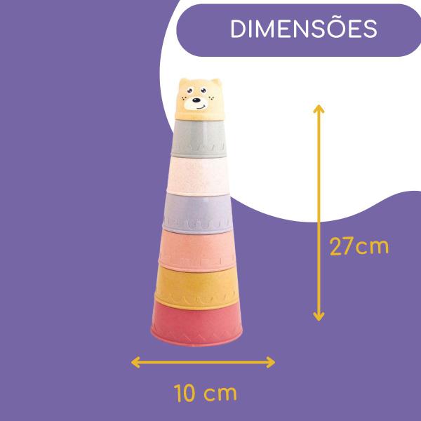 Imagem de Torre Divertida Brinquedo Infantil Encaixe Empilhar Urso Bebe