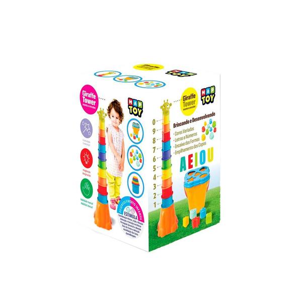 Imagem de Torre Girafa Brinquedo De Encaixar Formas E Letras Para Bebê - Maptoy