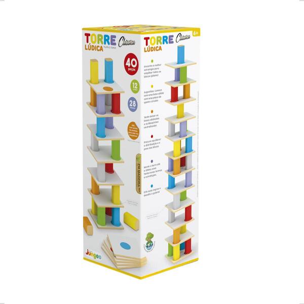 Imagem de Torre Ludica Equilibrio Caiu Perdeu Brinquedo Infantil Educativo Diversão com 40 blocos MDF Junges