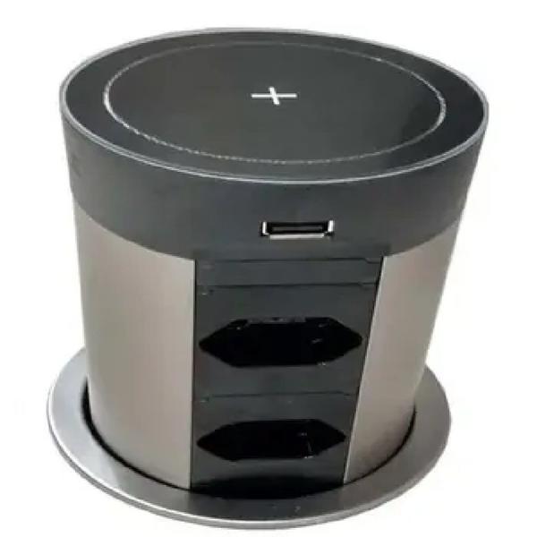 Torre PowerPlug-UP 4 Tomadas E 2-USB Com Carregador Indução Preto Hafele Imagem de Torre PowerPlug-UP 4 Tomadas E 2-USB Com Carregador Indução Preto Hafele