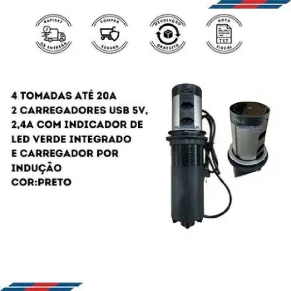 Torre PowerPlug-UP 4 Tomadas E 2-USB Com Carregador Indução Preto Hafele Imagem de Torre PowerPlug-UP 4 Tomadas E 2-USB Com Carregador Indução Preto Hafele