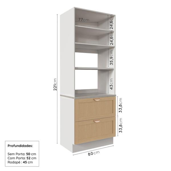 Imagem de Torre Quente 2 Portas 2 Gavetas 2 Nichos para Forno e Microondas Arizona Cabecasa Madeiramadeira