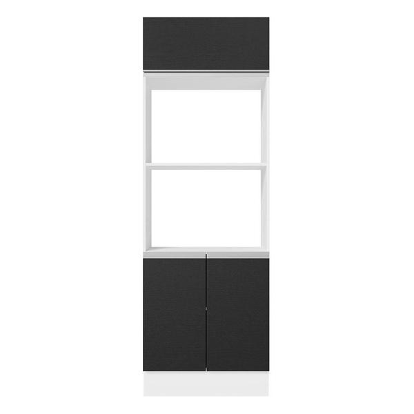 Imagem de Torre Quente Armário de Cozinha 100% MDF 70 cm para 2 Fornos Branco/Preto Acordes Madesa