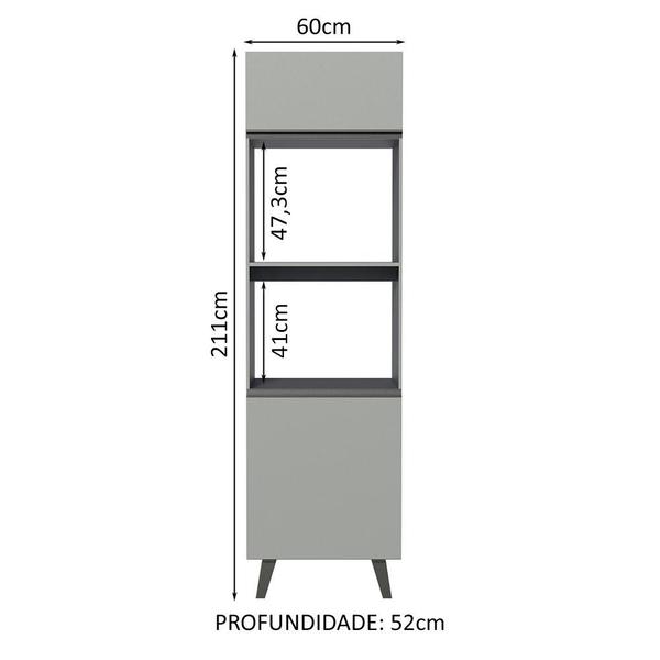 Imagem de Torre Quente Armário de Cozinha 60 cm 2 Portas 2 Nichos Cinza Nice Madesa