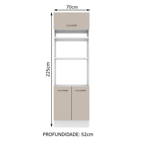 Imagem de Torre Quente Armário de Cozinha 70 cm 3 Portas Branco/Crema Agata Madesa