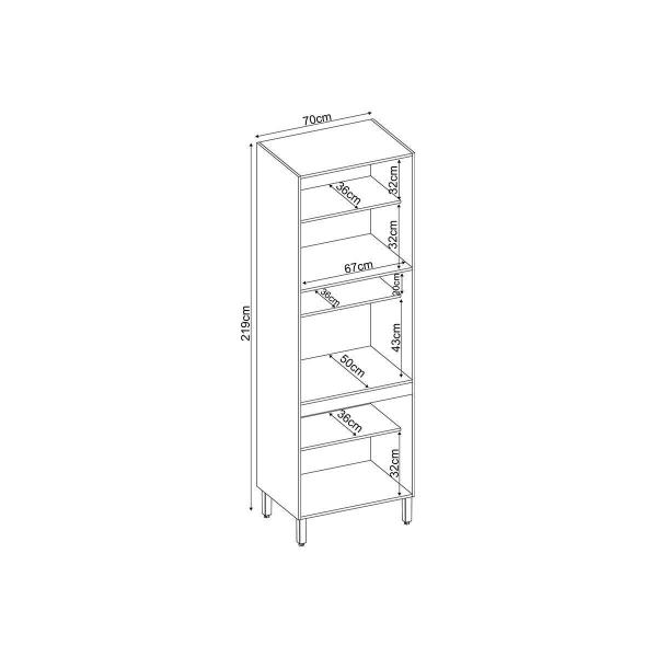 Imagem de Torre Quente de Cozinha Paneleiro Firenze Forno c/ Prateleira 4 Portas c/ 2Vidro 70x218cm Amendola/Branco - Demóbile