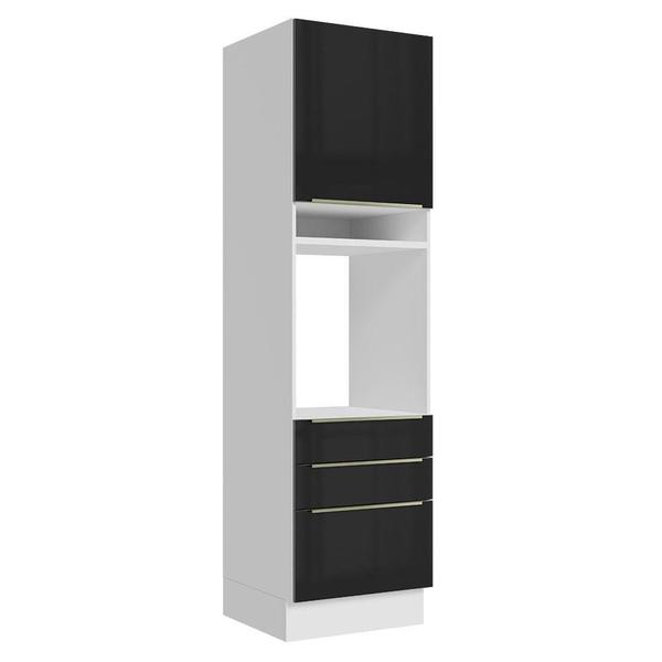 Imagem de Torre Quente Madesa Lux 60 cm 1 Porta 3 Gavetas - Branco/Preto