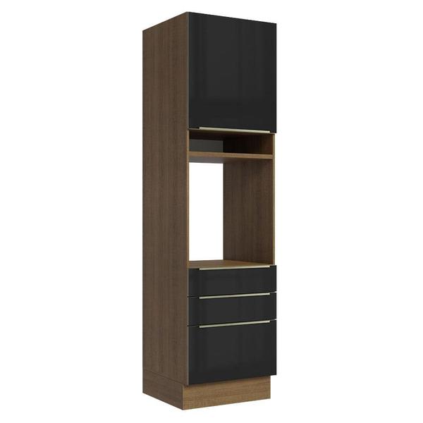 Imagem de Torre Quente Madesa Lux 60 cm 1 Porta 3 Gavetas - Rustic/Preto