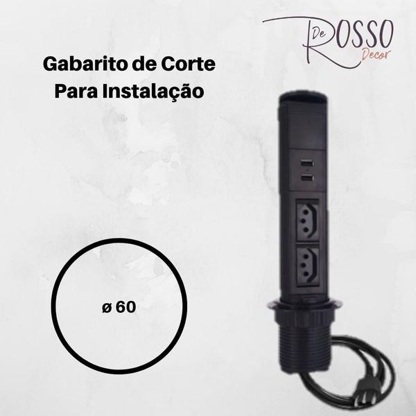 Imagem de Torre Tomada Mini Totem Manual 2 Tomadas 20A + 2 Usb Branco