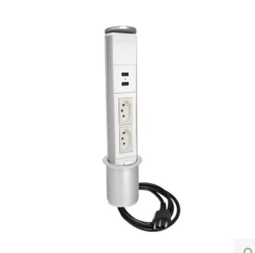 Imagem de Torre Tomada Mini Totem Manual 2 Tomadas 20A + 2 Usb Branco