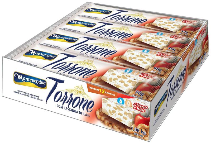 Imagem de Torrone com castanha de caju 90g c/ 12 unidades - montevergine - IND TORRONE N SRA DE MONTEVERG