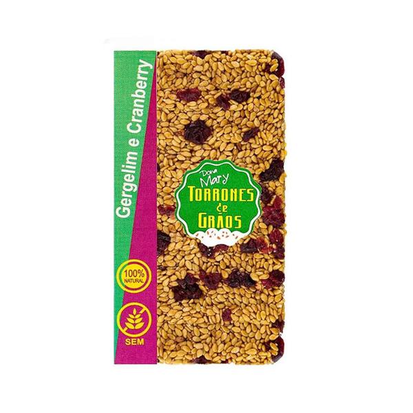 Torrone de Grãos Gergelim e Cranberry Dona Mary 32g Imagem de Torrone de Grãos Gergelim e Cranberry Dona Mary 32g
