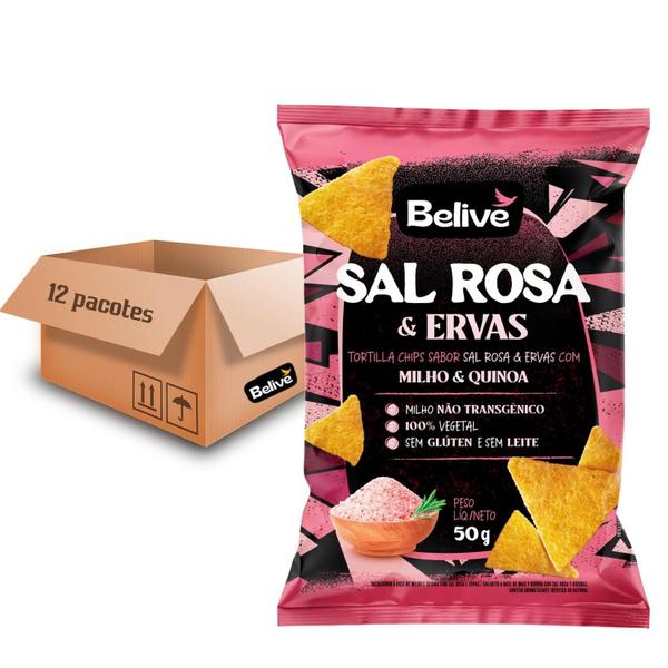 Imagem de Tortilla Chips Belive Sal Rosa e Ervas 50g (12 Pacotes)