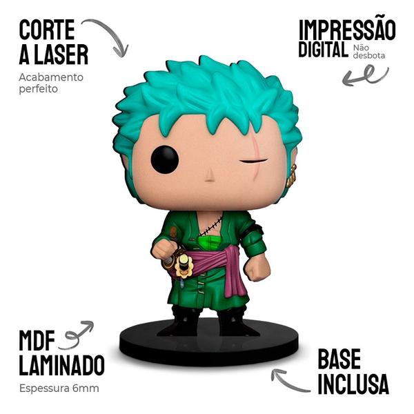 Imagem de Totem Médio Boneco One Piece - Zoro 14cm + Base