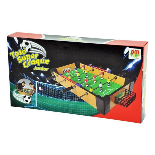 Imagem de Totó Super Craque Junior Pebolim Mesa de Futebol Portátil Infantil Kids DM Toys DMT5751