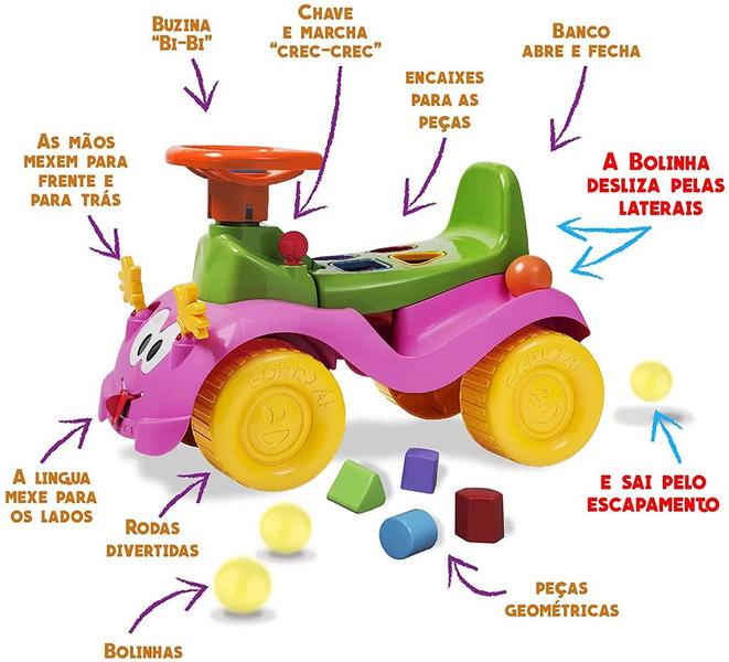 Imagem de Totokinha Bolinha Carrinho Rosa Menina 6005 - Cardoso Toys