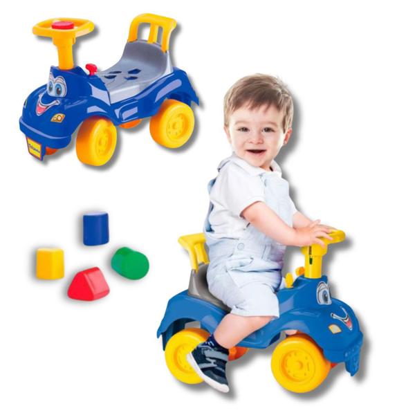 Imagem de Totokinha Classica Azul Menino Cardoso Toys Carrinho de Brinquedo Com Blocos Formas Geometrica Triciclo Interativo