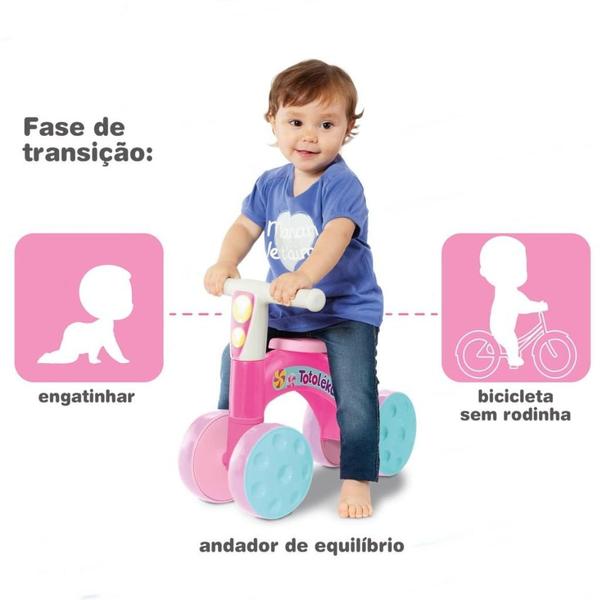 Imagem de Totoleka Bicicleta De Equilíbrio 4 Rodas Sem Pedal Rosa 8019 Cardoso