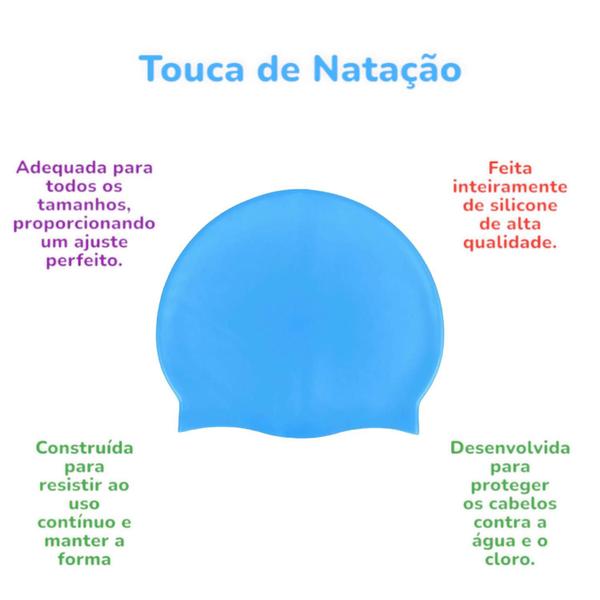 Imagem de Touca De Natação Colorida SILICONE Praia Piscina Lisa Impermeável 928