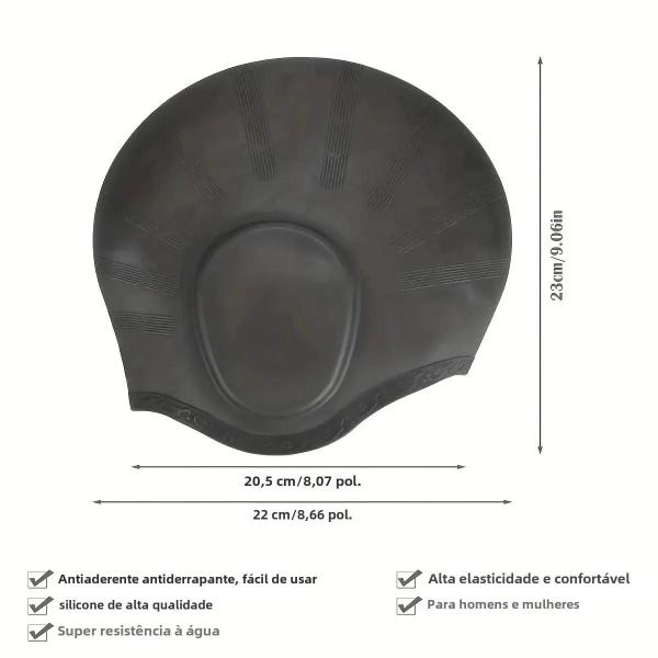 Imagem de Touca de Natação de Silicone Durável - Com Bolsos para Ouvidos (Adultos e Adolescentes)