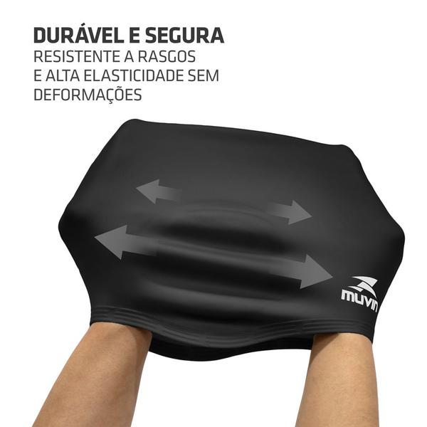 Imagem de Touca de Natação em Silicone Orelha Muvin com Alta Resistência para Proteção da Cabeça e Orelhas