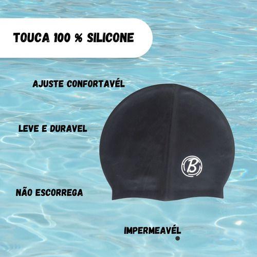 Imagem de Touca De Natação Hidroginastica Silicone Impermeável Não Molha Cabelo