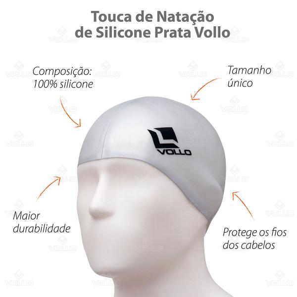 Imagem de Touca de Natação Profissional Amador Unissex Silicone Confortável Durabilidade Vollo