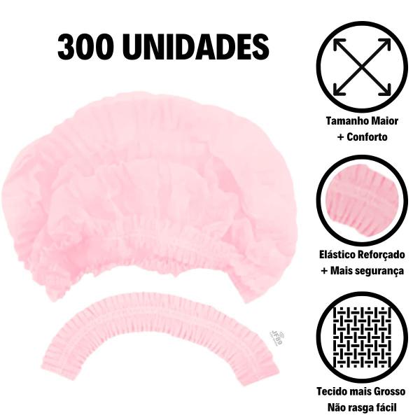 Imagem de Touca Descartável Rosa Tnt Com Elástico 300 Unidades