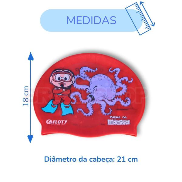 Imagem de Touca Natação Infantil Silicone Turma Da Mônica E Cebolinha