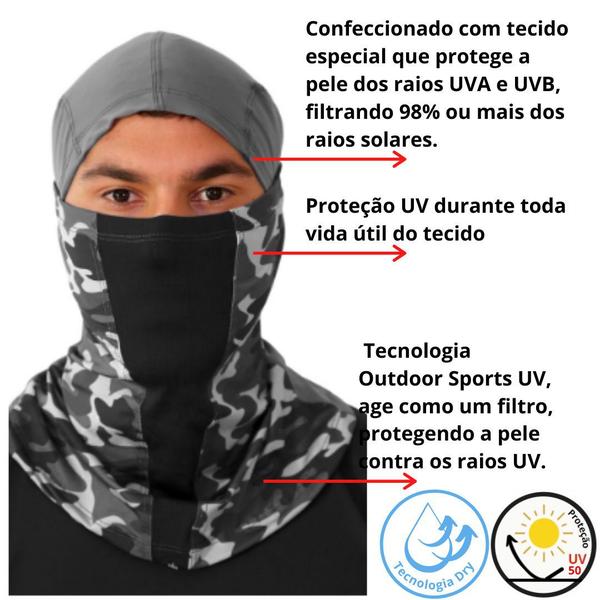 Imagem de Touca Ninja Mascara Paintball Tatica Militar Balaclava Moto Proteção Térmica UVA UVB Dry Fit Frio 