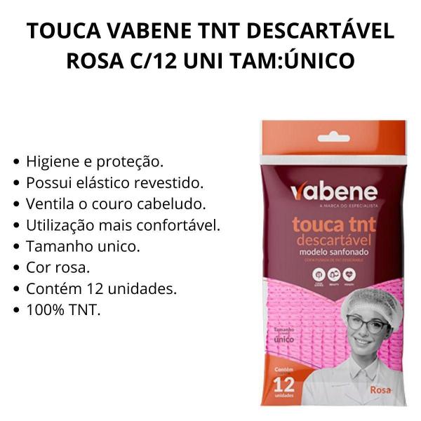 Imagem de Touca Vabene Tnt Descartável Rosa C/12 Uni Tam:Único