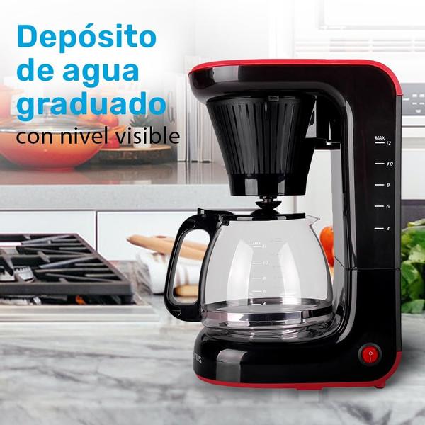 Imagem de Touro Veludo COFFEMAKER  Frasco de vidro 38,4 oz  Design moderno 700 watts de  de filtro lavável e reutilizável  Tamanho compacto  Faça isso em minutos